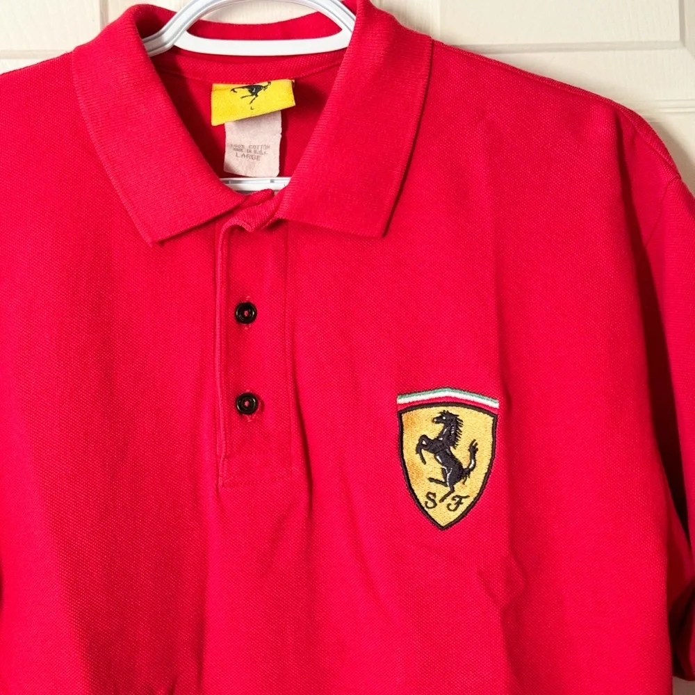 Vintage 1996 Scuderia Ferrari Red Polo Shirt F1 Racing Top Cotton Size L - Picture 3 of 10